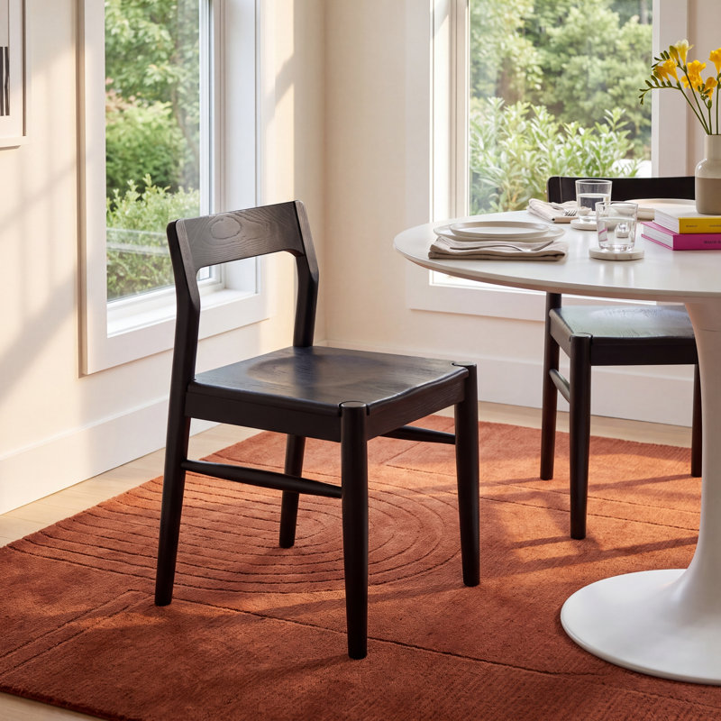 Krieger Solid Wood Slat Back Side Chair, Black