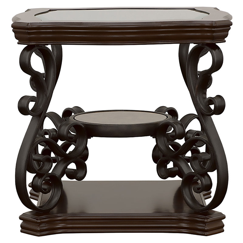 Elysian 1-shelf Glass Top Rectangular End Table Deep Merlot