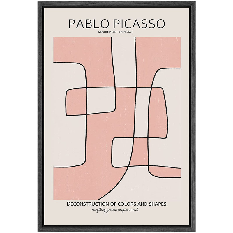 "Abstract Shapes Illustration" par Pablo Picasso - Impression sur toile, H 36 po x l 24 po x P 1,5 po, Cadre noir