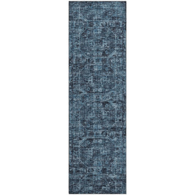 Premium Machine Washable Kelsa AMF41 Navy Rug