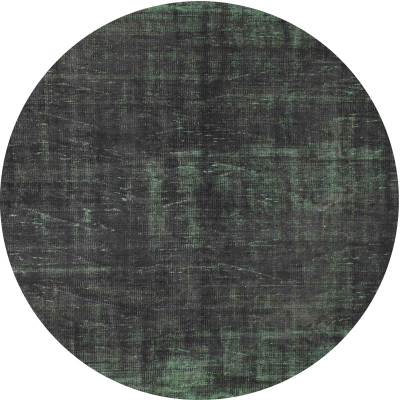 Tapis contemporain gris / noir, Rond 6 pi