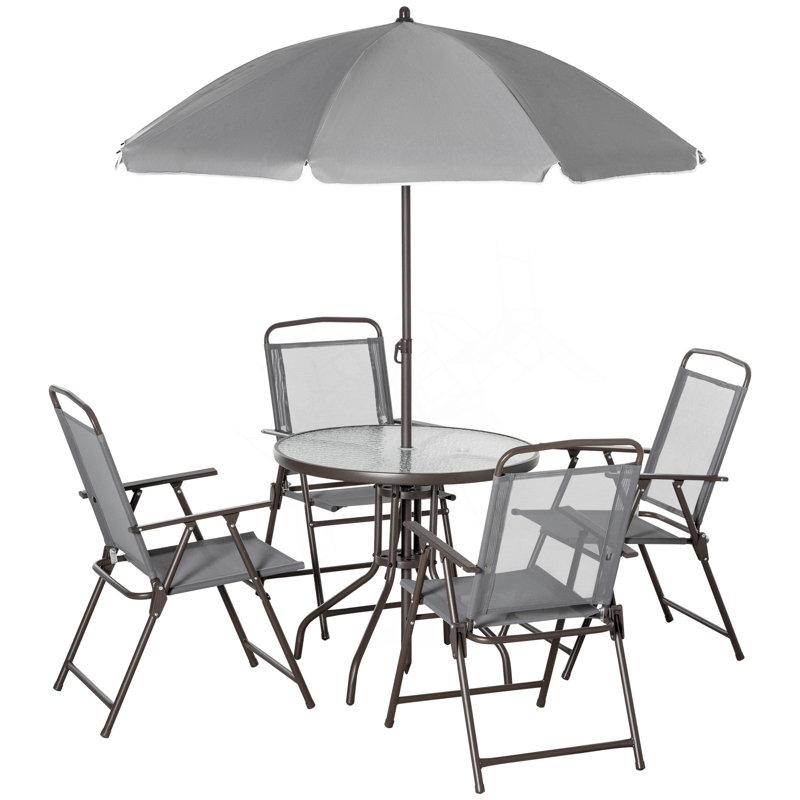 6-Piece Outdoor Patio Dining Set, Black, Gray