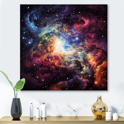 Pink And Orange Nebula Vortex IV - Galaxies Metal Wall Art