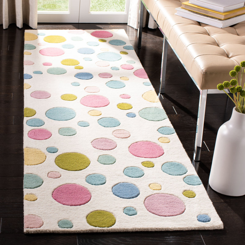 Amier Hand Tufted Wool Polka Dots Rug, Runner 2'6" x 12'