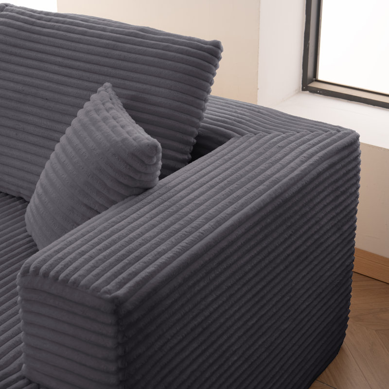 Canapé modulaire en velours côtelé Boneless, Gris