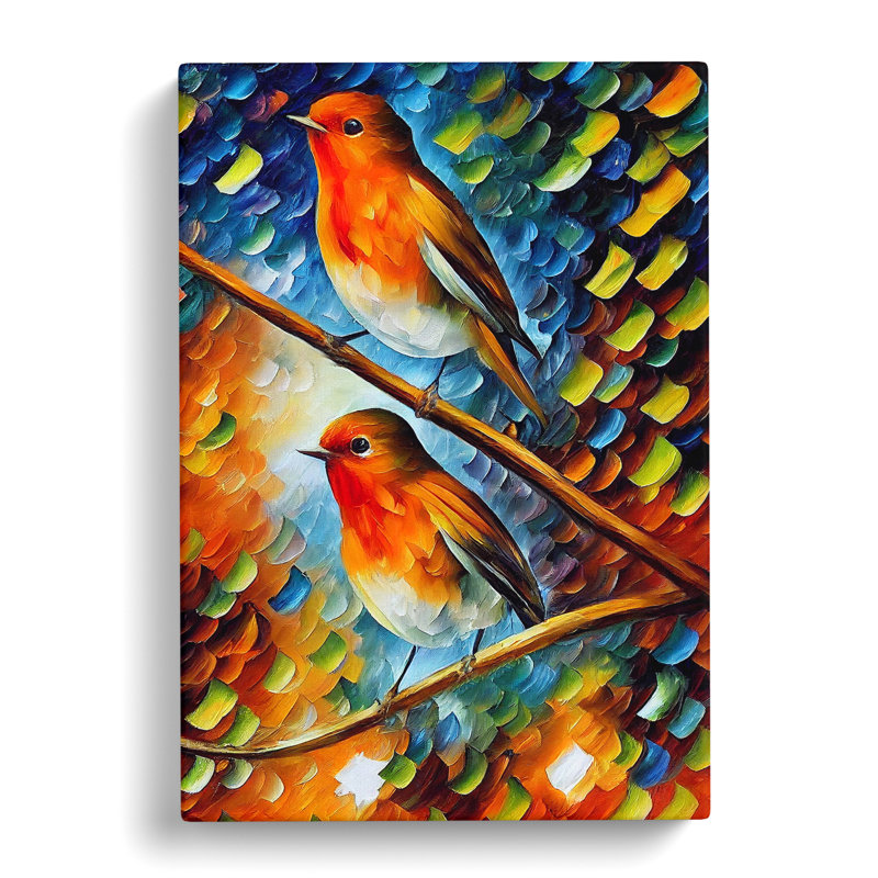 Cearra Robin Birds Painted - Wrapped Canvas, 60cm H x 40cm W