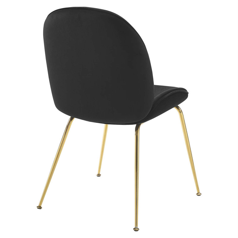 Scoop Gold Stainless Steel Leg Performance Velvet Dining Chair, Black