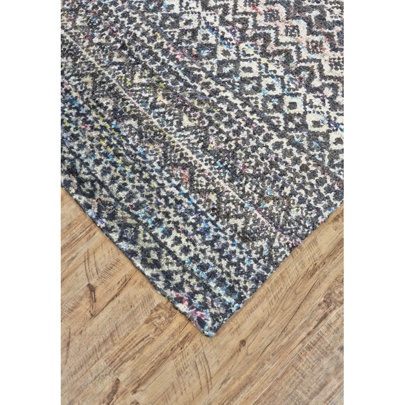 Tapis géométrique noué à la main à motif géométrique Margate, Rectangle 8 pi 6 po x 11 pi 6 po