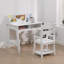 Ensemble de bureau et chaise en bois pour enfants avec huche de rangement, chaise réglable, babillard - table d'étude blanche