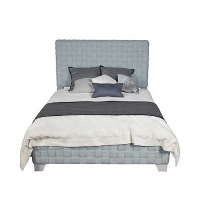 Contemporary Upholstered Bed Light Teal Chenille Bold Design Bedroom Furniture 1Pc