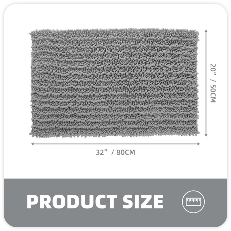 Tapis pour salle de bain Egista, L 32 po x l 20 po, gris