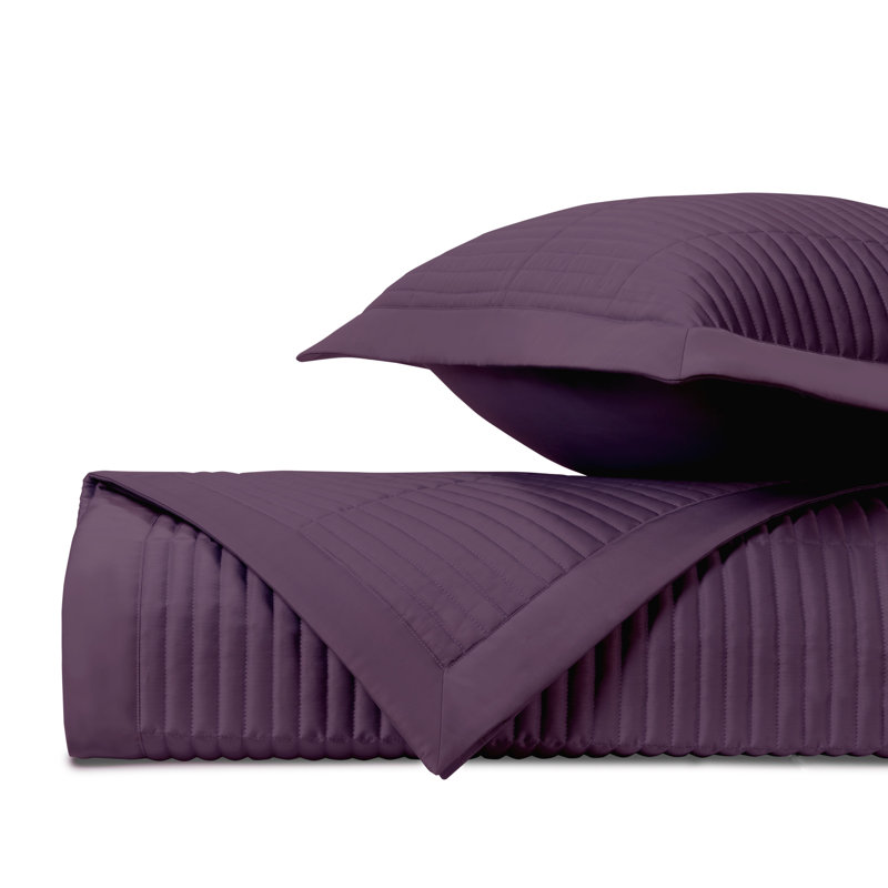 Channel Quilted Sateen Coverlet, Queen Coverlet / Bedspread, Purple