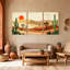 «Landscape & Nature Desert Landscape with Cactus and Sunset», ensemble de 3 impressions sur toile-117113691