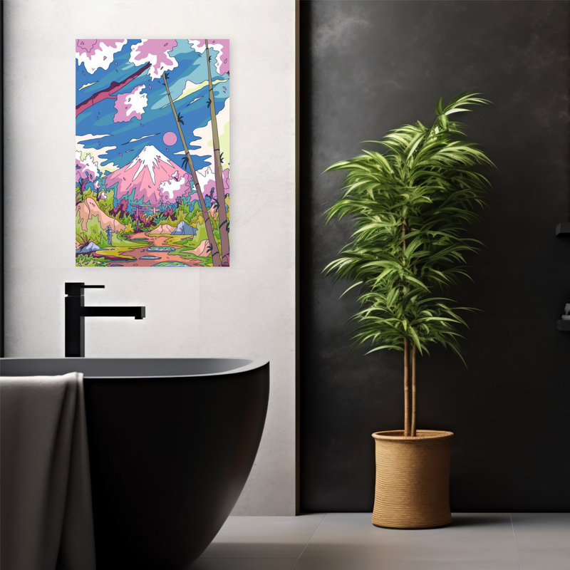 Art contemporain, paysage abstrait montagne, art mural, H 24 po x l 16 po