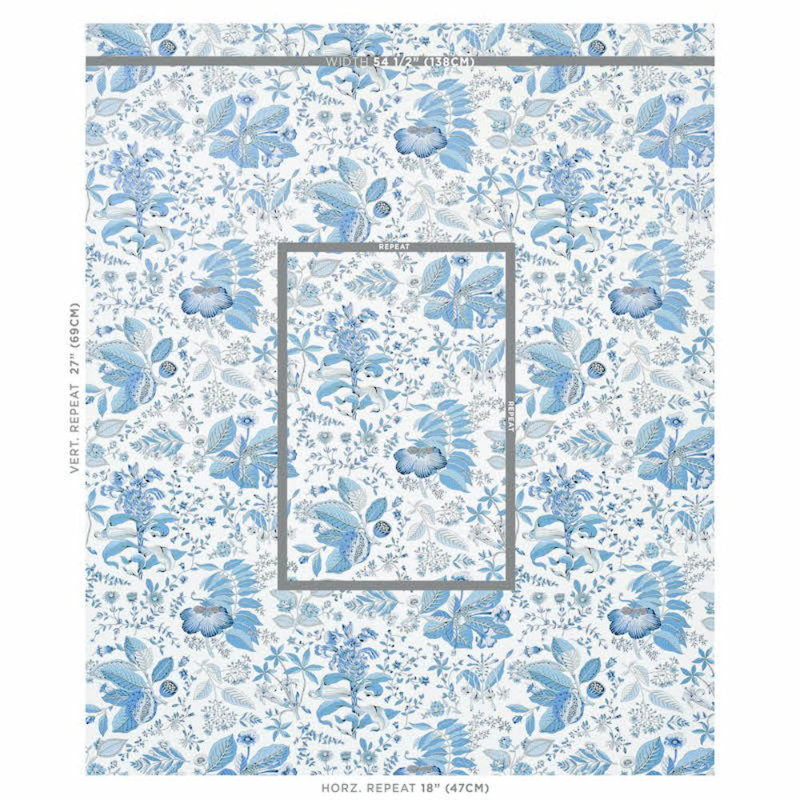 Pomegranate Botanical Wallpaper, Blue