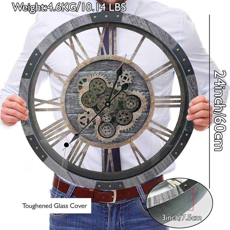 Large Wall Clock Drives Gears