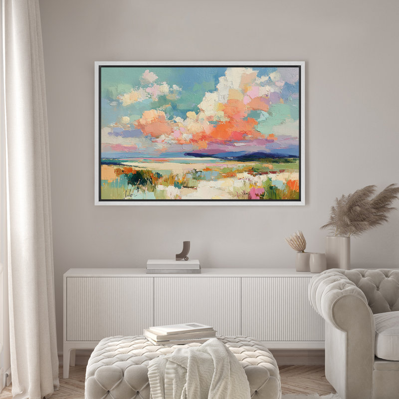 Impression de paysage mural coloré de paysage nuageux pour le salon chambre à coucher, reproduction d'art sur toile encadrée