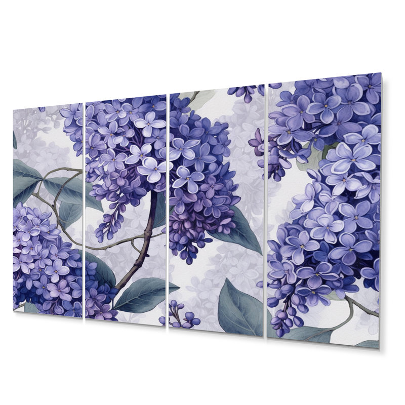 Ensemble de décorations murales florales en métal mauve et lilas
