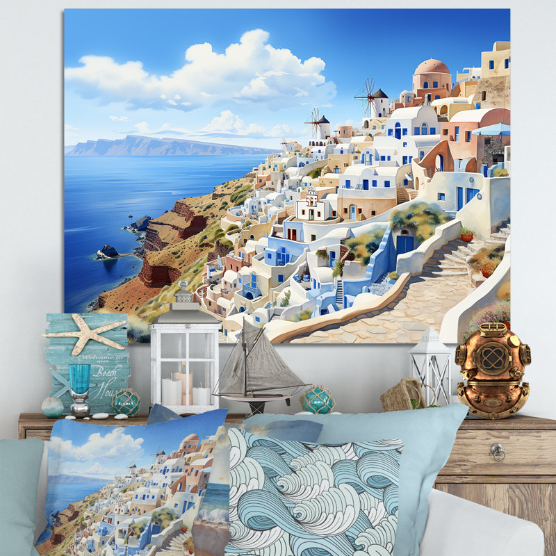 Bord de mer, rêve en Grèce 5 - Grèce, art mural, Toile tendue, H 30 po x l 40 po x P 1,5 po