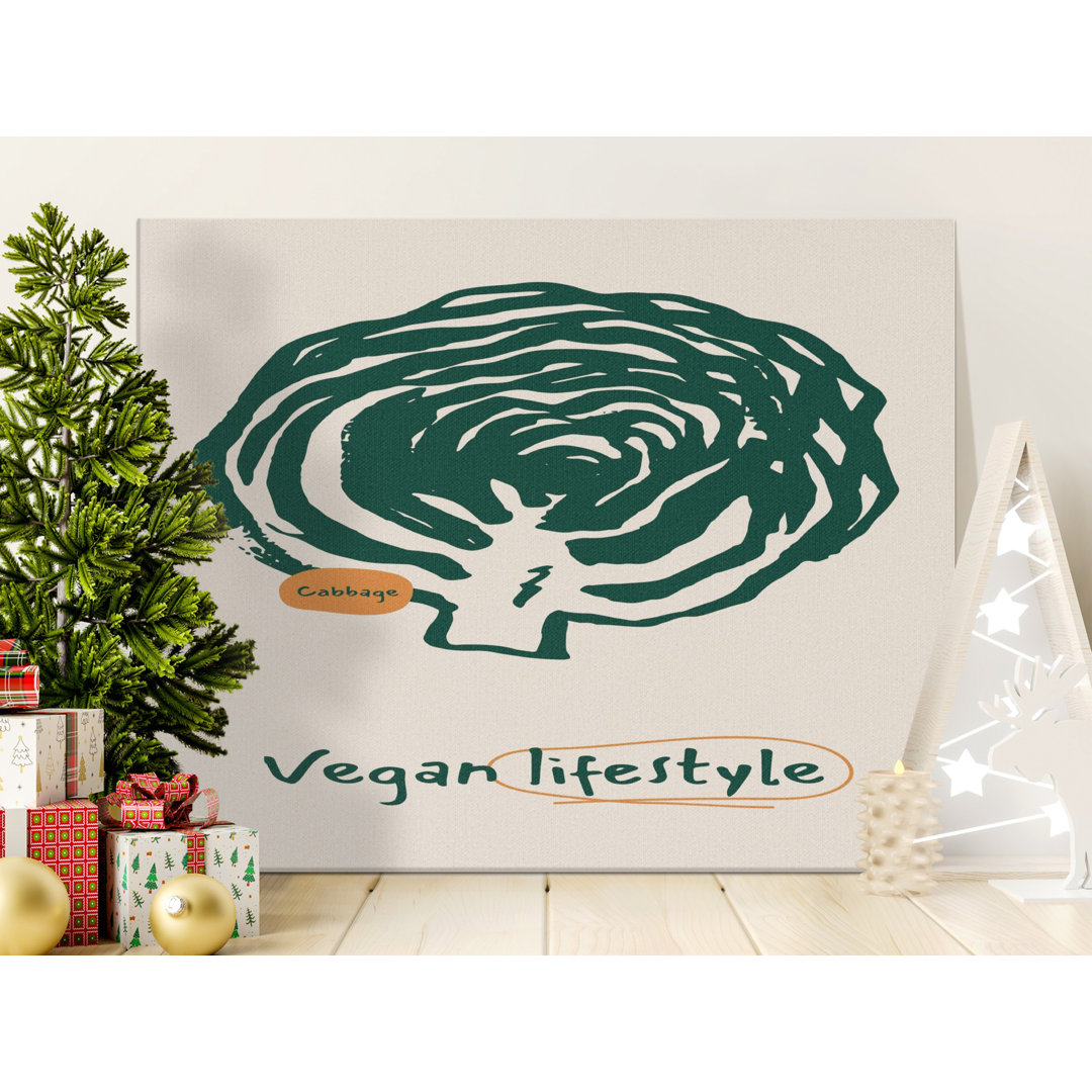 Vegan Cabbage Print Kitchen Canvas