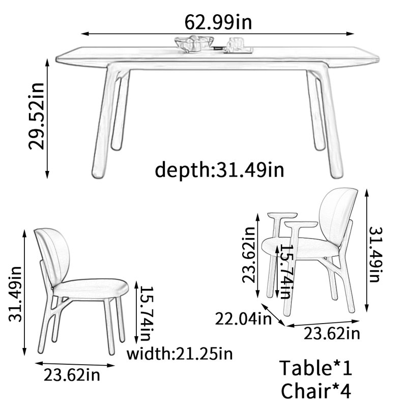 Modern Simple Cherry Wood Rectangular Large Table, 5