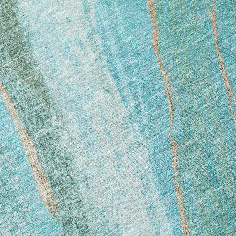 Tapis turquoise intérieur / extérieur lavable à la machine, Rectangle 10 pi x 14 pi