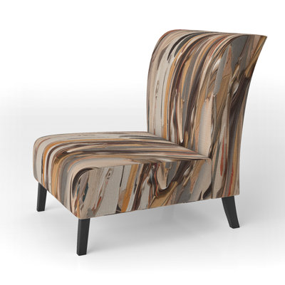 Terracotta Bliss Texture Abstract VI - Upholstered Contemporary Slipper Chair, Brown Accent Chair