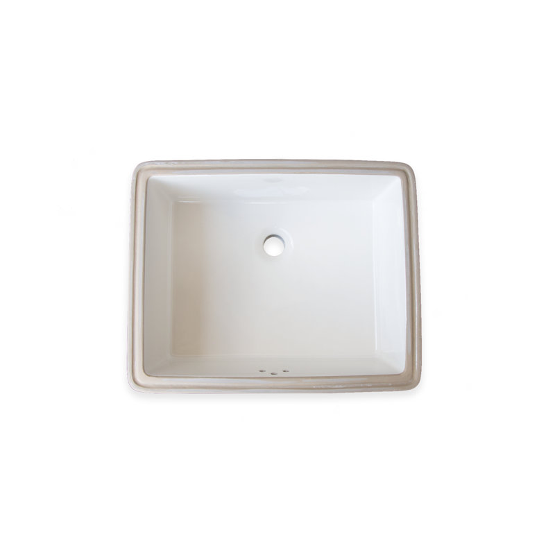 Biscuit Ceramic Rectangular Undermount Bathroom Sink with Overflow