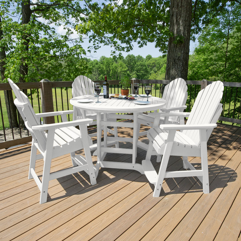 Anette 4-Person 48" Round, Counter-Height Dining Set, White
