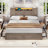 Farmhouse Bed Frame With Double Barn Door Storage Headboard Rustic Wooden Bed With 4 Drawers And Led Lights-903829569-905704775