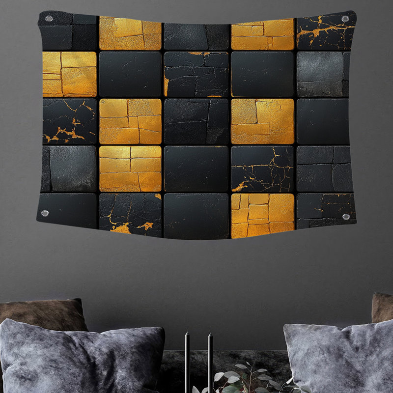 Tiles Wall Tapestry - Pattern Wall Decor, 68" H x 80" W