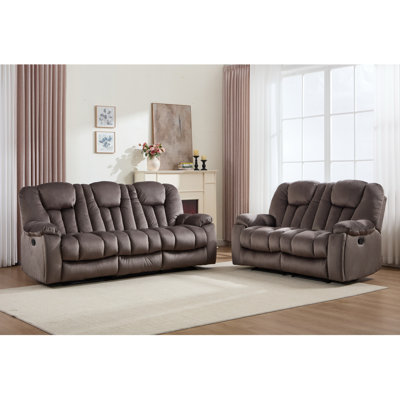 Quiteris 2-Piece Microfiber Upholstered Manual Reclining Living Room Set