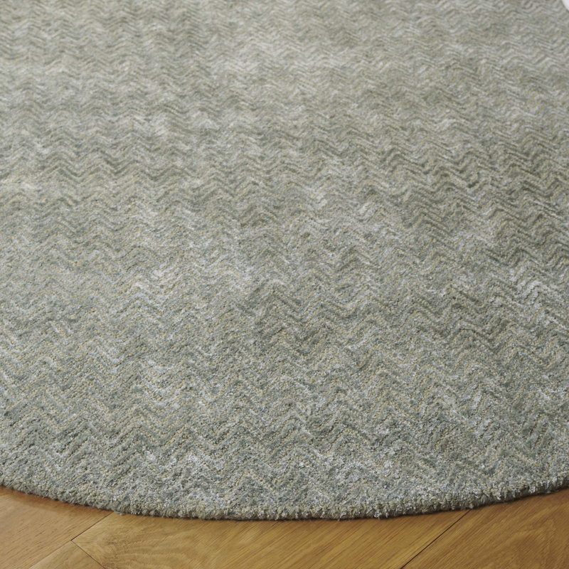 Niculeta Hand Tufted Wool Chevron Rug, Round 6'
