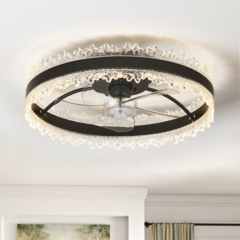Ventilateur de plafond encastré 5 lumières Gurrola, Clair