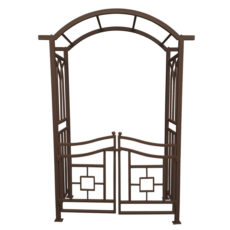 Arche de jardin en aluminium avec barrière, Brun