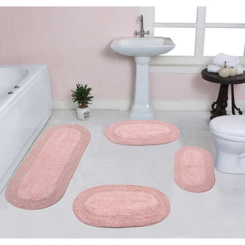 Tapis de bain 100% coton Eveland, Rose