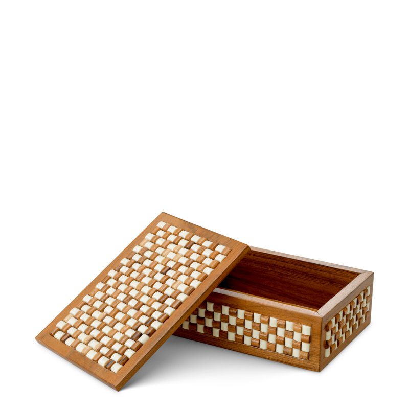 Box Cavendish White Brown Beads, 3.35" H x 9.84" W x 7.09" D