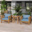 Ensemble de conversation pour patio, siège de loisirs en bois pour l'extérieur (ensemble de 2), fauteuil avec coussins, table de bout en bois d'acacia Selma, coussin-2047053758