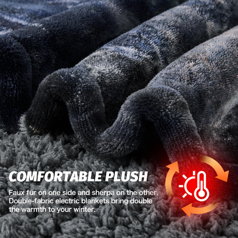 Couverture chauffante en fausse fourrure Sherpa Tie-Dye - 10 chauffages et 5 réglages de minuterie, certifié ETL, jeté électrique lavable à la machine pour canapé, lit et cadeau