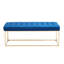 Banc en velours capitonné Greydi avec pieds en chrome doré-77353058