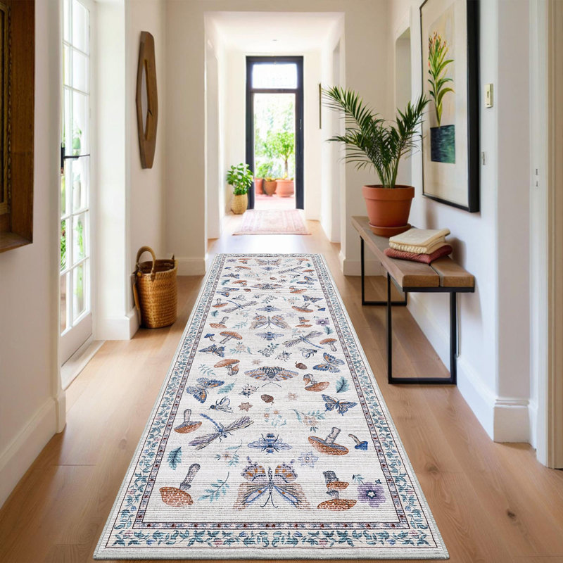 Rectangle Floral Area Rug, Beige, 120*170cm