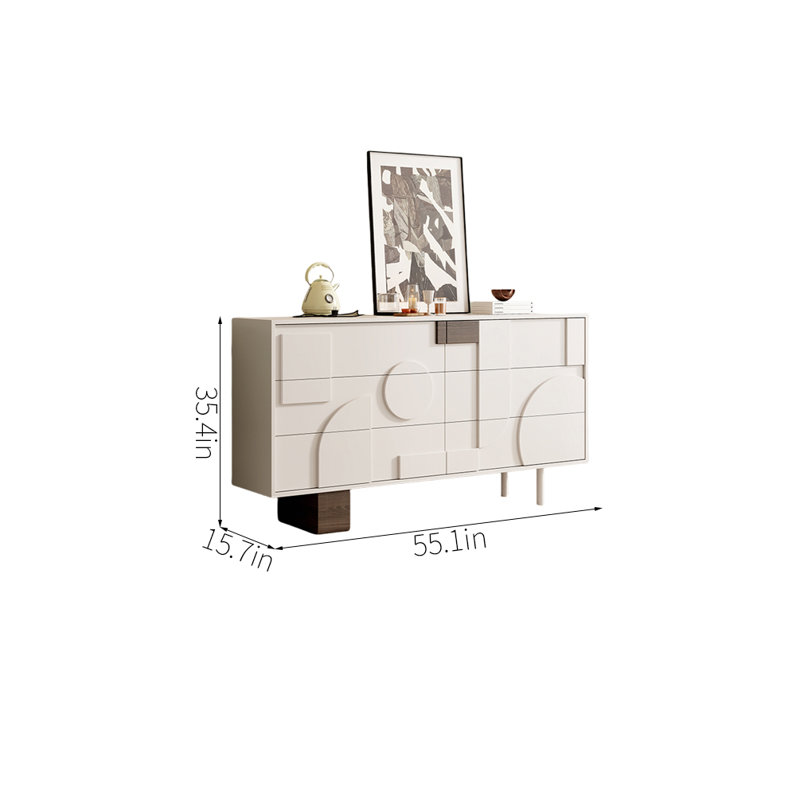 Cream Style Pine Entrance Cabinet Accent Chest, 35.4" H x 55.1" W x 15.7" D