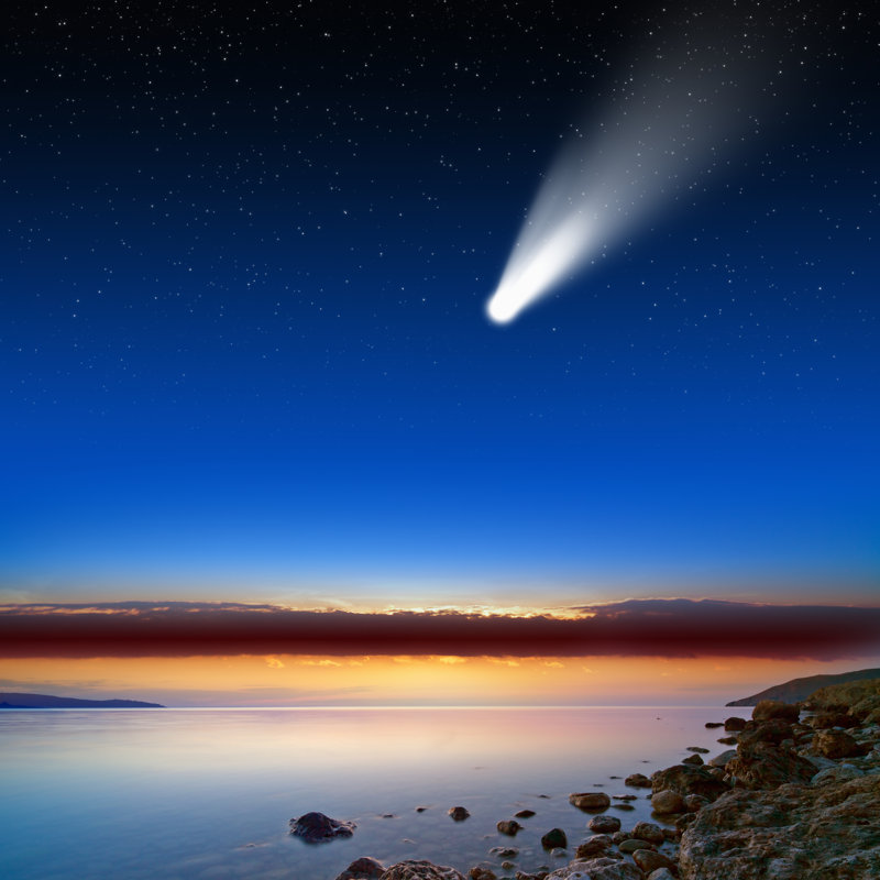 Comet in Sky par - Photographie de toile tendue, L 12 po x H 12 po