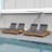 Premium Acacia Wood Lounge Chaise Set With Triple-Fold Cushion,  For Outdoor Relaxation And Comfort-964357685