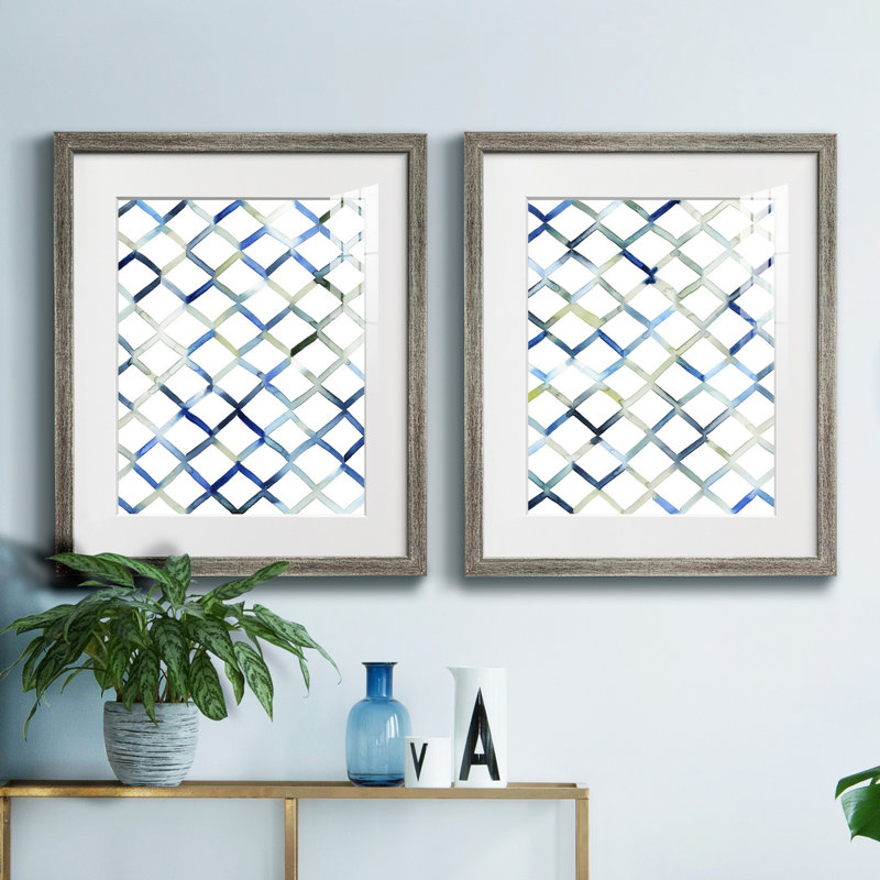 Sea Lattice I - ensemble de 2 reproductions d'art sur toile encadrées