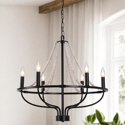 Resha 6-Light Dimmable Wagon Wheel Chandelier