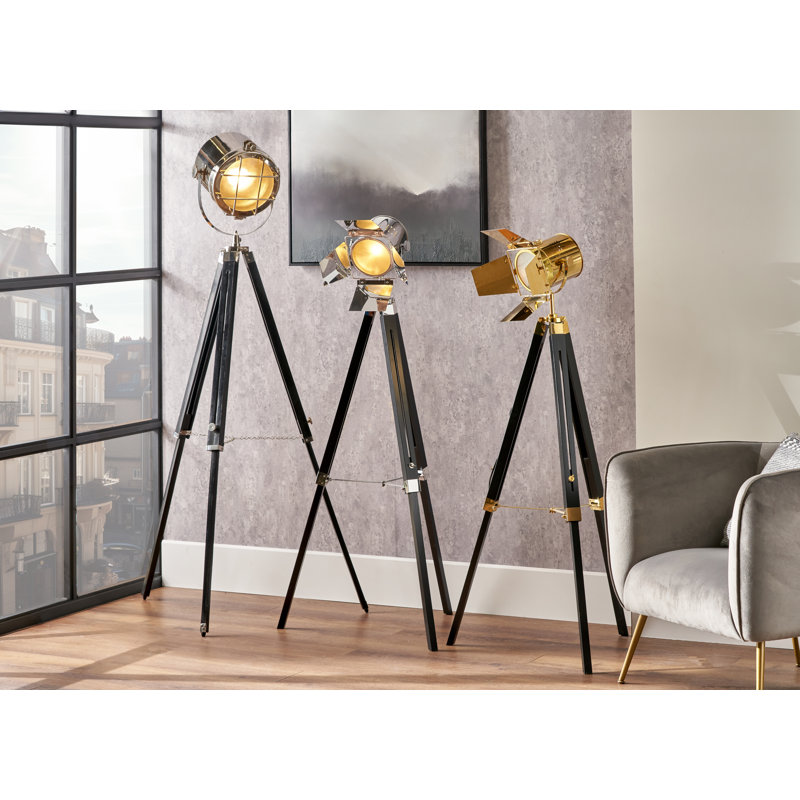 140cm Tripod Floor Lamp, Gold/Black