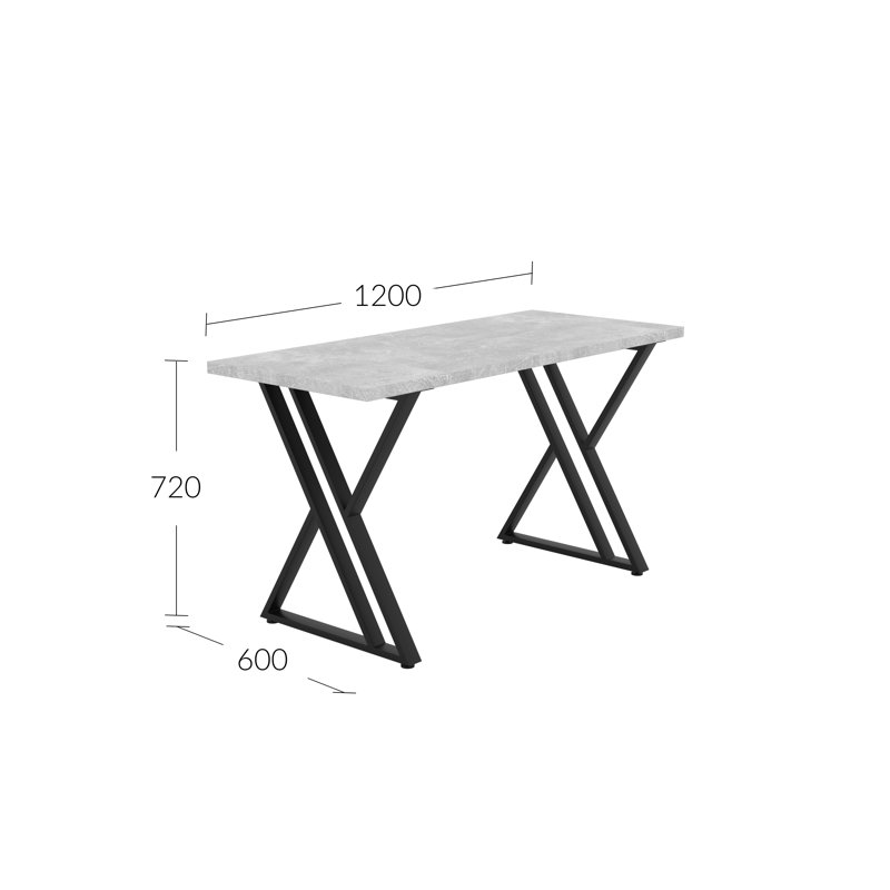 Metal Base Dining Table, 72cm H x 120cm W x 60cm D