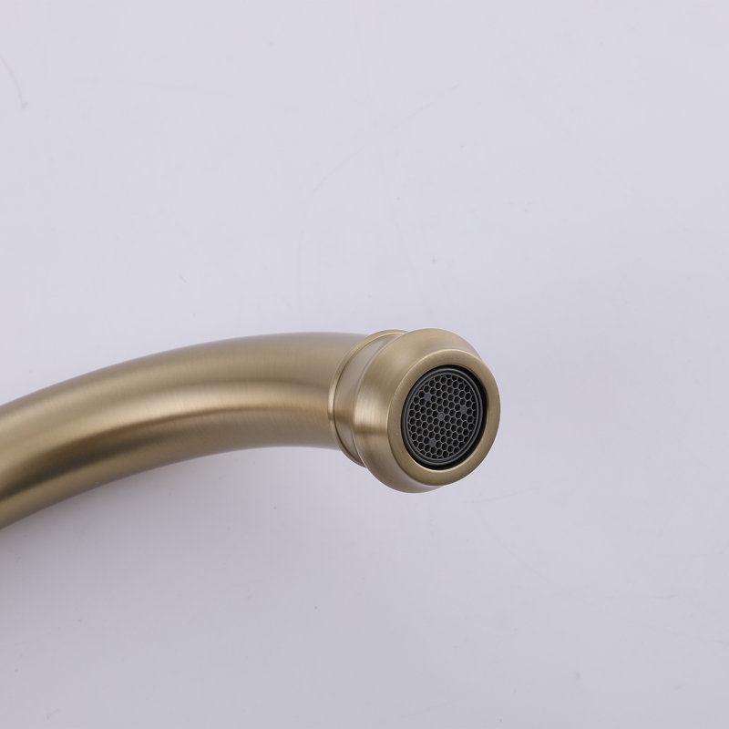 8.15" 3 Holes Bathroom Faucet, Solid Brass 8 Inch Widespread Bathroom Sink Faucet, Brushed Gold