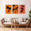 Tableau abstrait sur toile à motif de feuilles de palmier tropicales (lot de 3)-1491578556